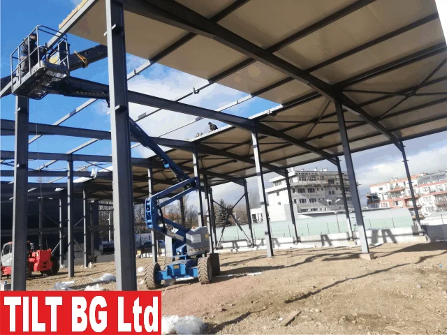 Метална конструкция хале 75 тона, 900 м² — общ изглед на обекта в София